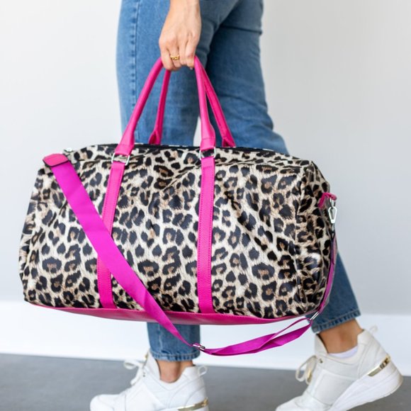 Handbags - Leopard & Pink - Travel Duffel Bag